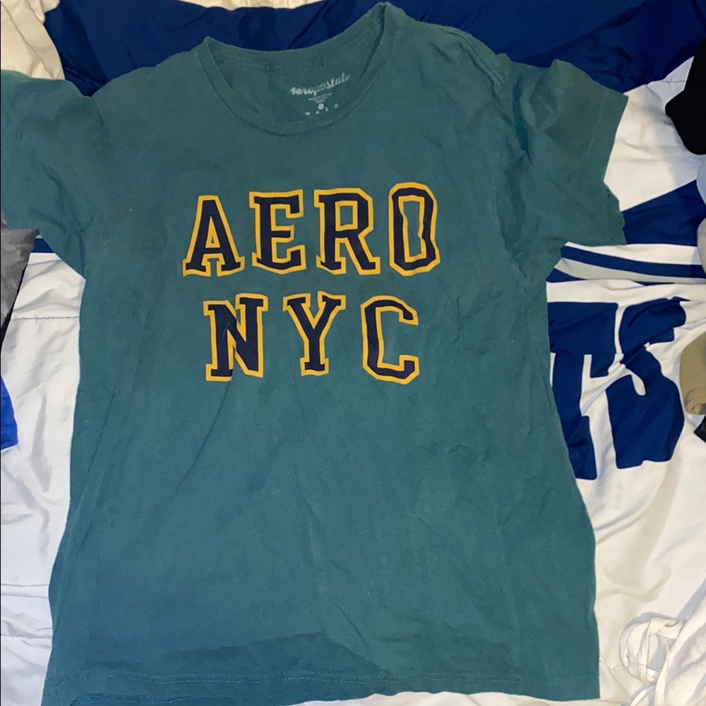 Aeropostale Green and Yellow Short Sleeve Tee